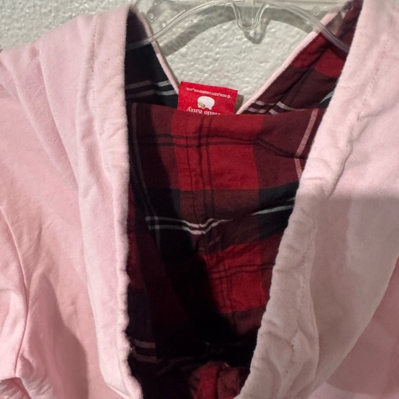 SCOTTISH HOUSE + Hello Kitty Pink Plaid Collar hooded sweatshirt size large - Picture 5 of 7